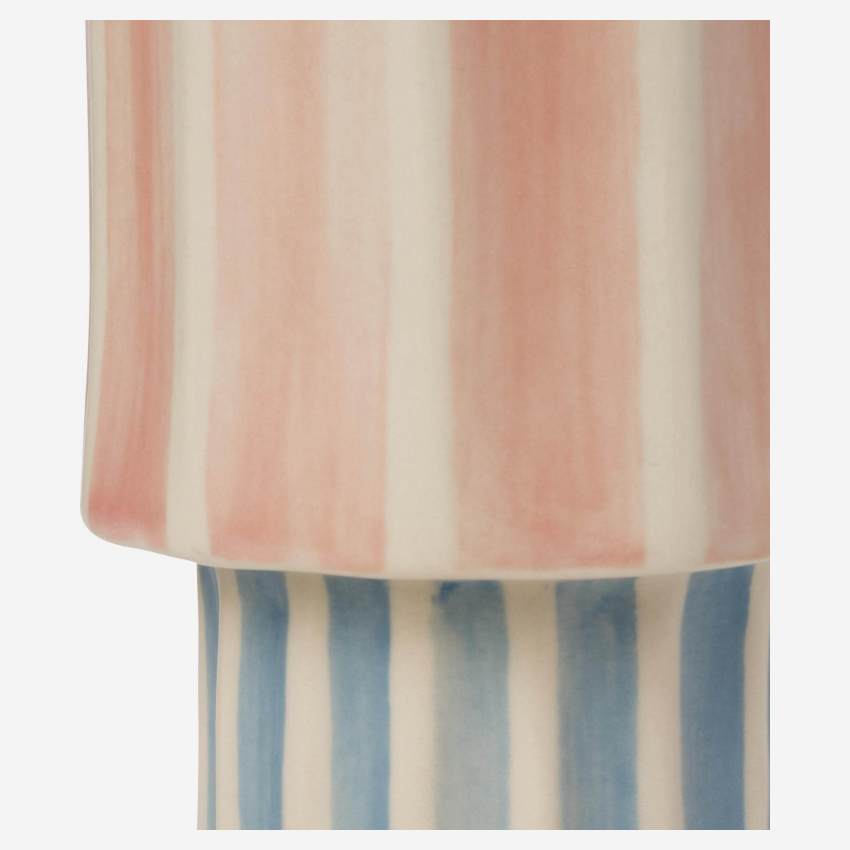 Jarrón de gres - 8 x 16 cm - Azul y rosa