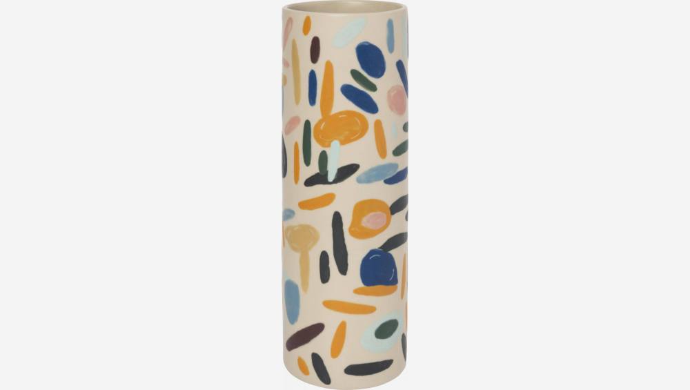 Vase en grès – 30 cm – Motif multicolore by Floriane Jacques