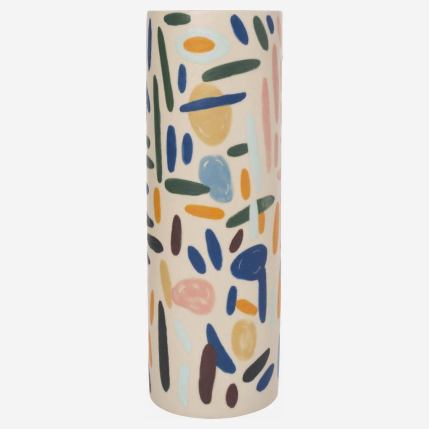 Vase en grès – 30 cm – Motif multicolore by Floriane Jacques