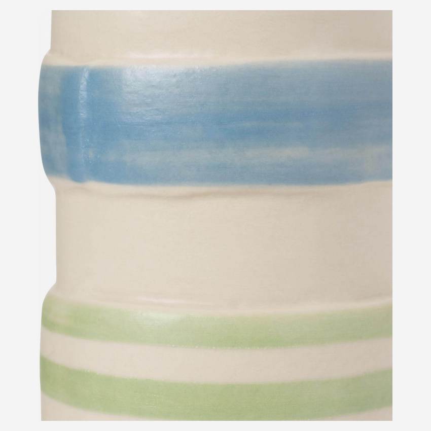 Vase en grès – 21 cm – Motif bleu et vert by Floriane Jacques