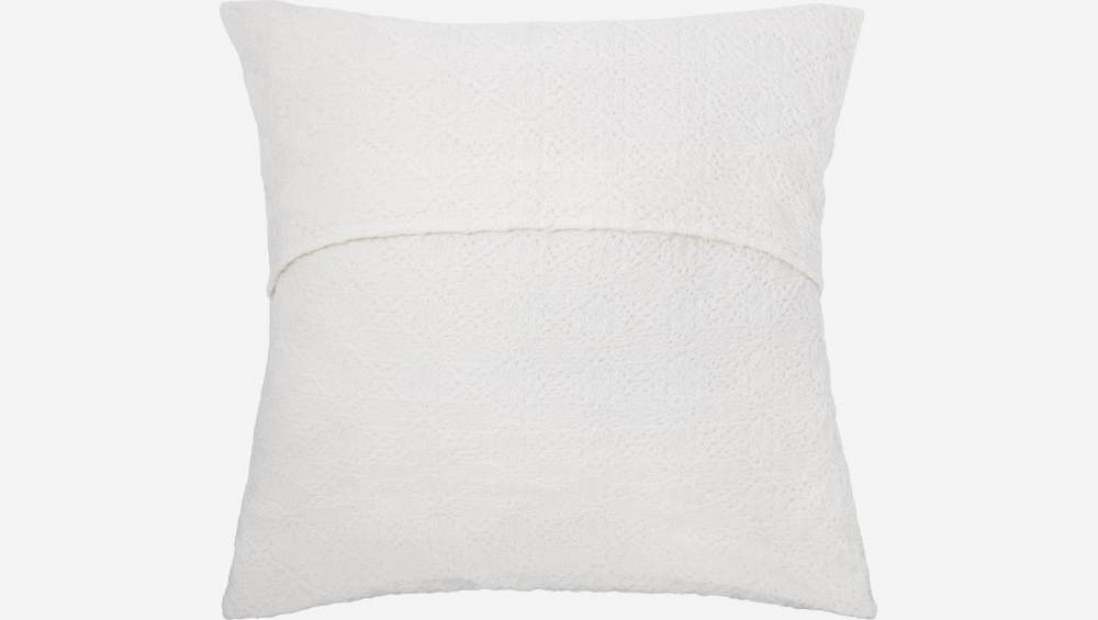 Taie d'oreiller en coton crochet - 65 x 65 cm - Blanc