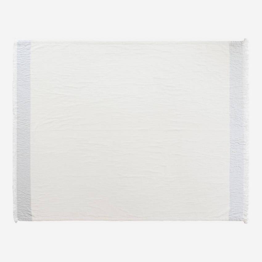 Manta em algodão – 130 x 170 cm – Bege e azul-celeste