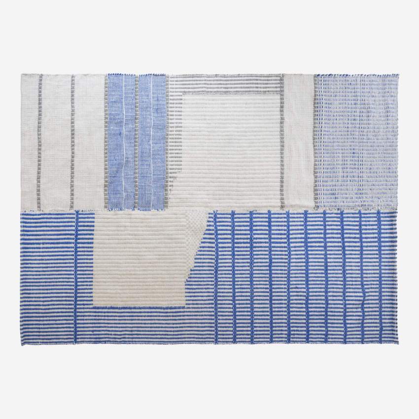 Handgewebter Teppich - 170 x 240 cm - Blau - Design by Floriane Jacques