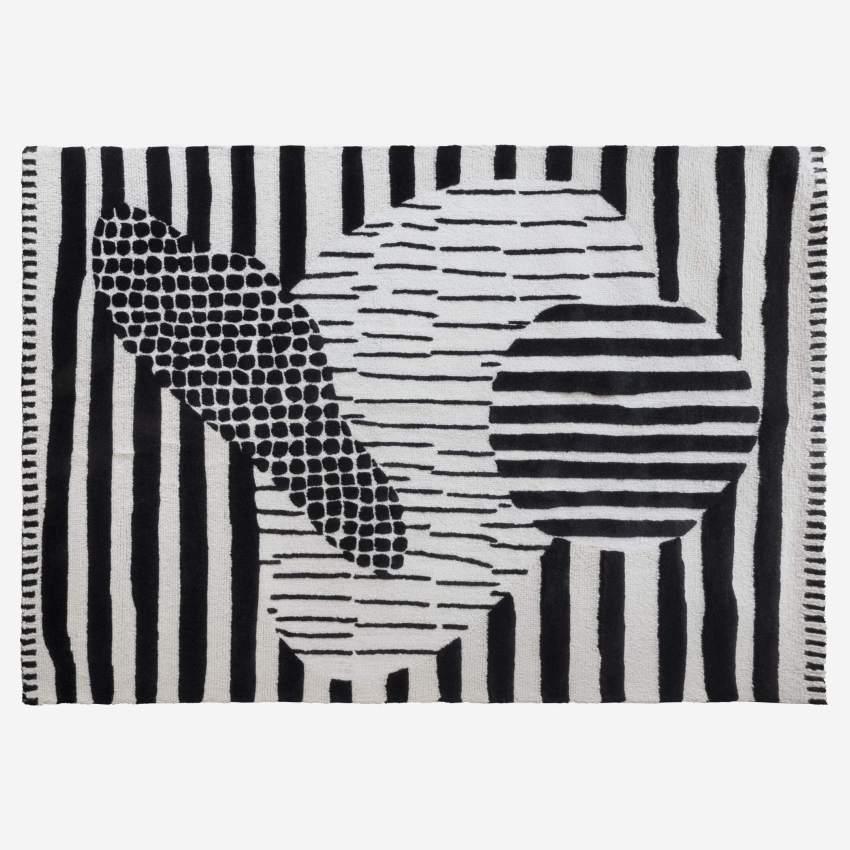 Tapis en laine tufté main - 170 x 240 cm - Noir et blanc - Création de Floriane Jacques