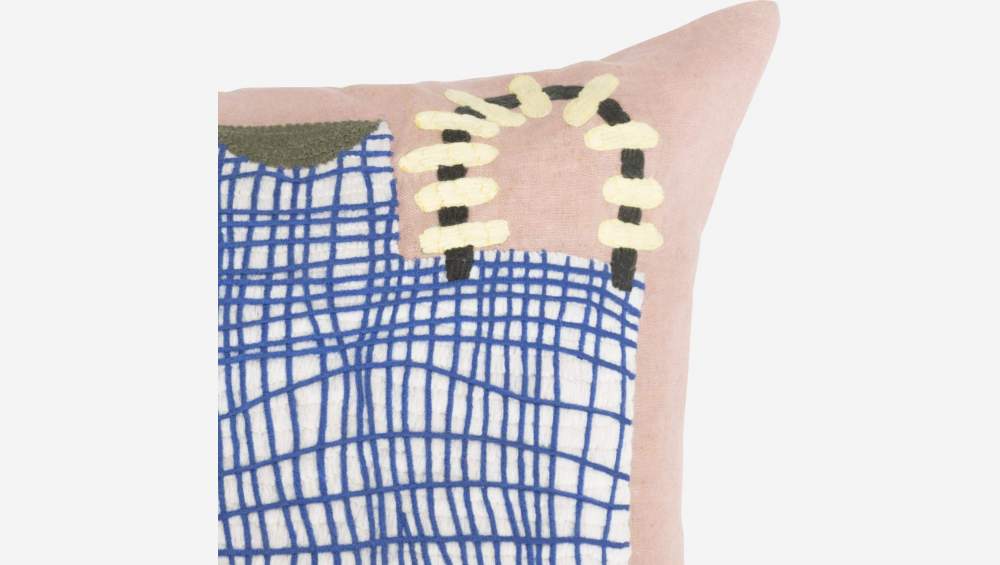 Kissen aus besticktem Leinen – 45 x 45 cm - Design by Floriane Jacques