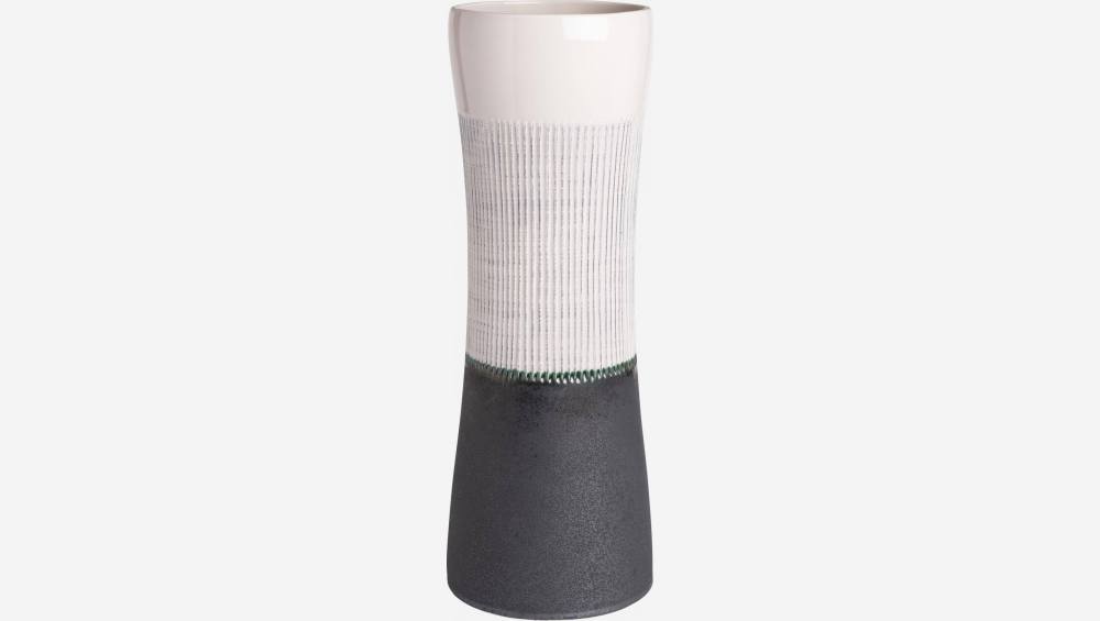 Vaso in ceramica - 15 x 42 cm - Grigio e bianco