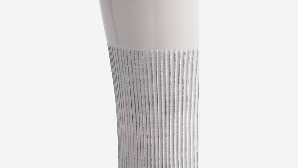Vase en céramique - 15 x 42 cm - Gris et blanc