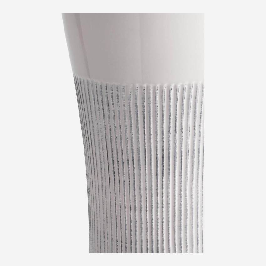 Vaso in ceramica - 15 x 42 cm - Grigio e bianco