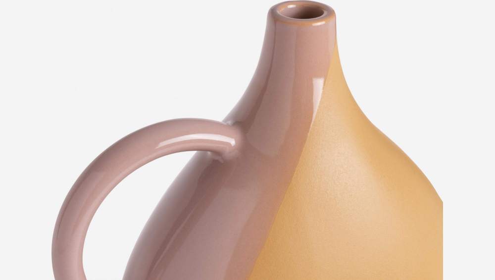 Vaso in ceramica - 12 x 27 cm - Ocra e rosa