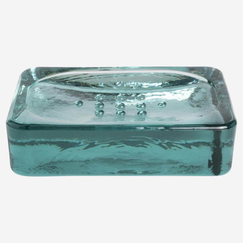Porte-savon en verre recyclé - Bleu 