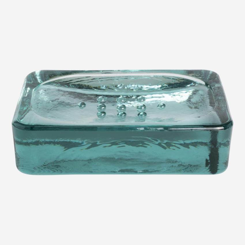 Porte-savon en verre recyclé - Bleu 