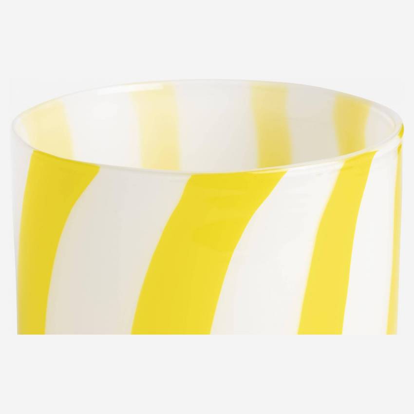 Jarra em vidro soprado - 15 x 15 cm - Riscas amarelas