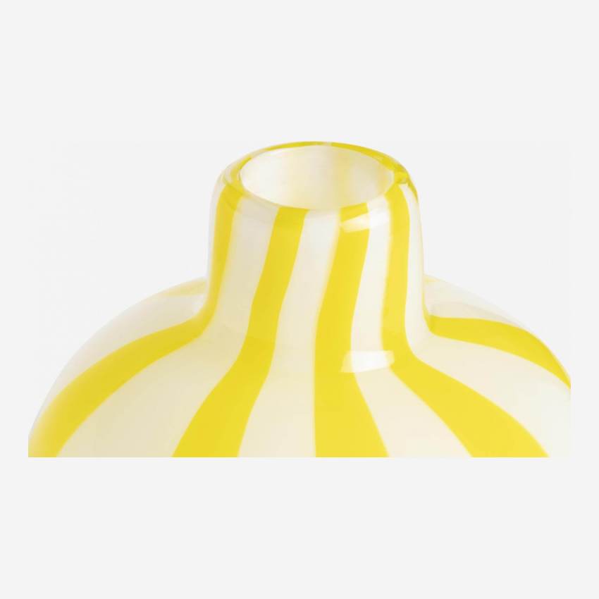 Jarrón de vidrio soplado a mano - 13 x 16 cm - Rayas amarillas