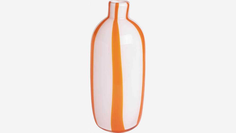 Jarra em vidro soprado - 14 x 32 cm - Riscas cor de laranja