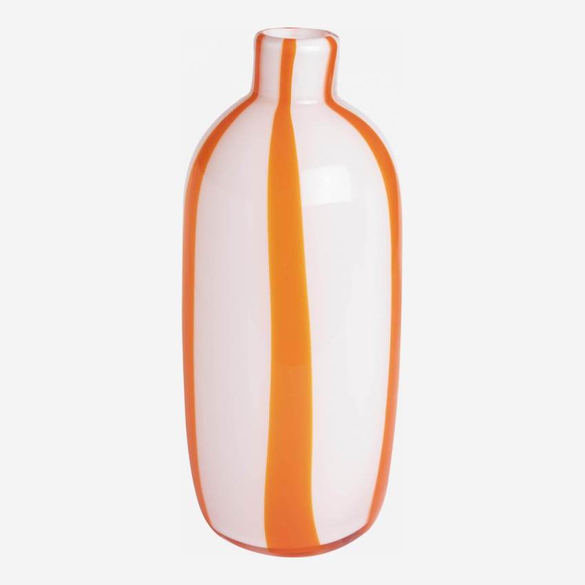Vase en verre soufflé bouche - 14 x 32 cm - Rayures orange