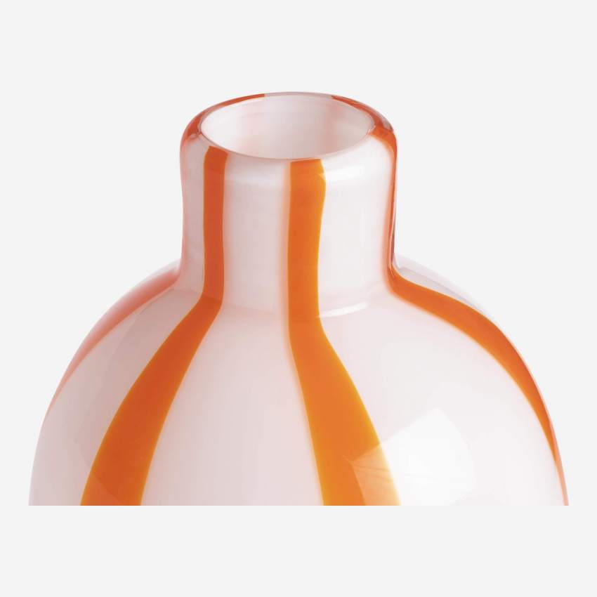 Vase en verre soufflé bouche - 14 x 32 cm - Rayures orange