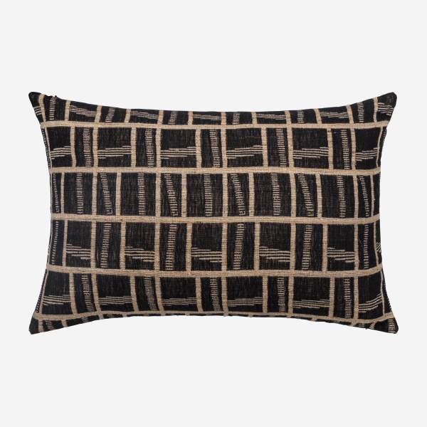 Cuscino in lana e seta - 40 x 60 cm - Nero
