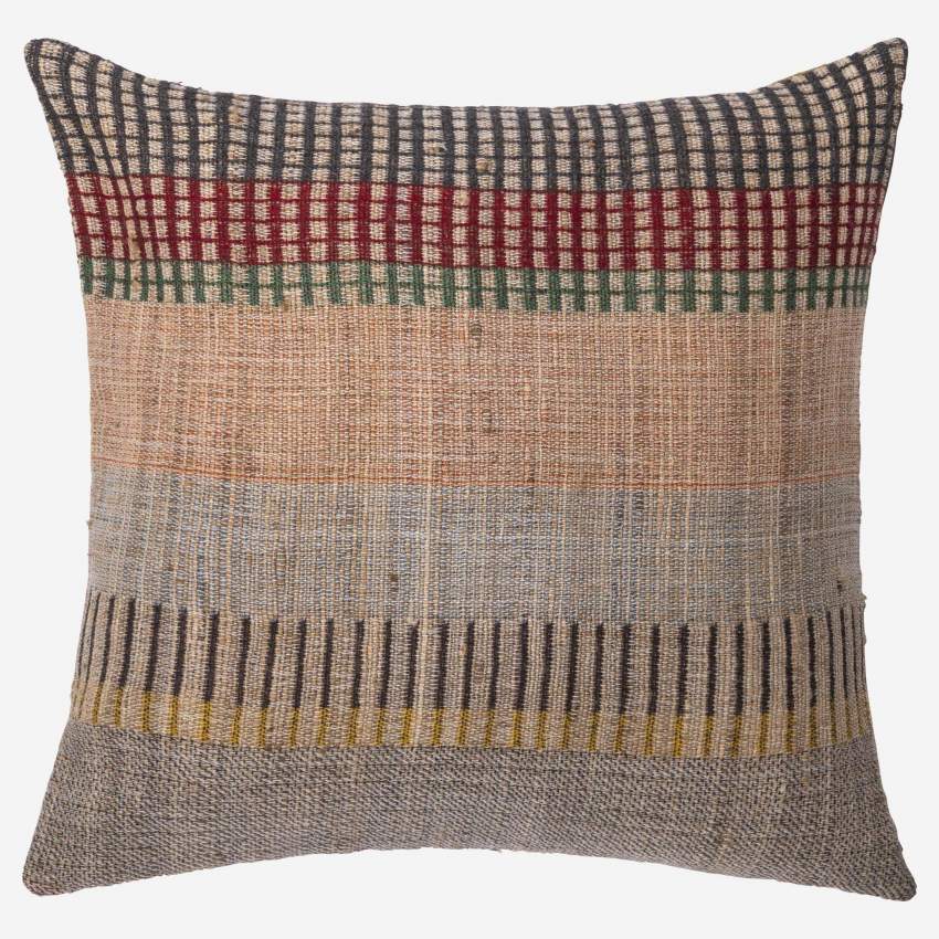 Coussin en laine et soie - 45 x 45 cm - Multicolore