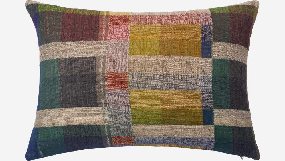 Cuscino arredo in lana e seta - 40 x 60 cm - Multicolore