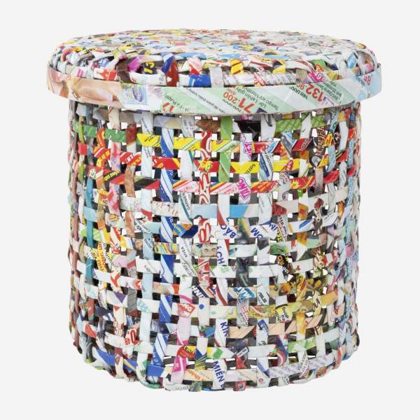 Cesto de almacenaje de papel reciclado - 25 x 25 cm - Multicolor
