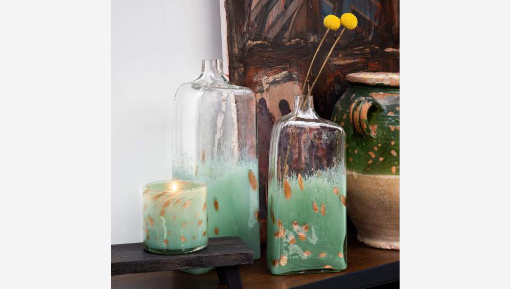 Porta-velas de vidro - 11 cm - Verde celadon