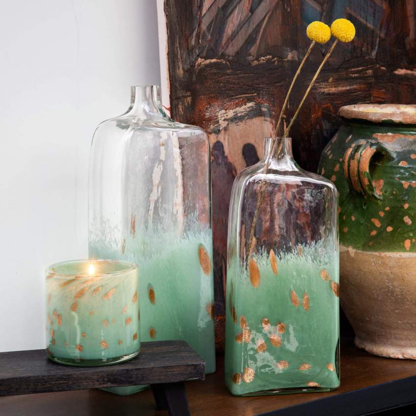 Porta-velas de vidro - 11 cm - Verde celadon