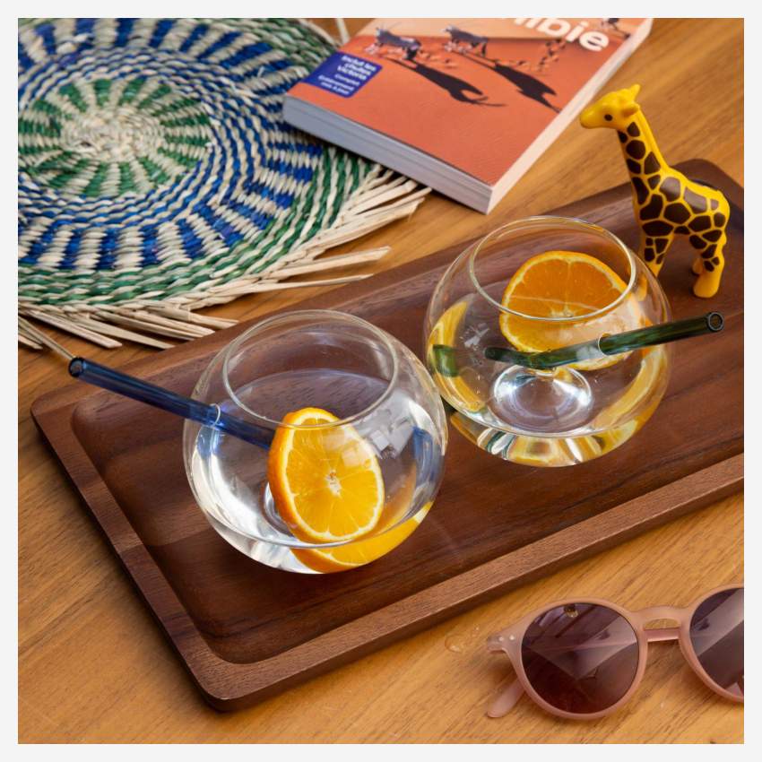 2er-Set Cocktailgläser aus Glas mit Strohhalm - Transparent