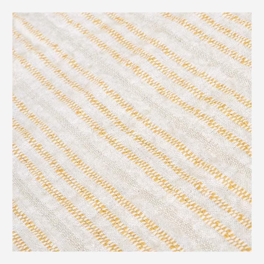 Mantel de lino - 150 x 250 cm - Blanco y Naranja