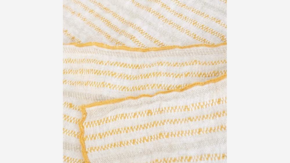 Tafelloper van linnen - 40 x 140 cm - Wit en oranje
