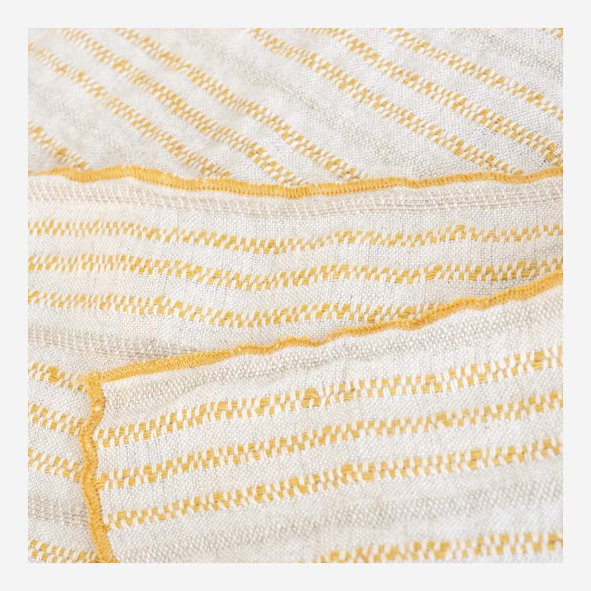 Tafelloper van linnen - 40 x 140 cm - Wit en oranje