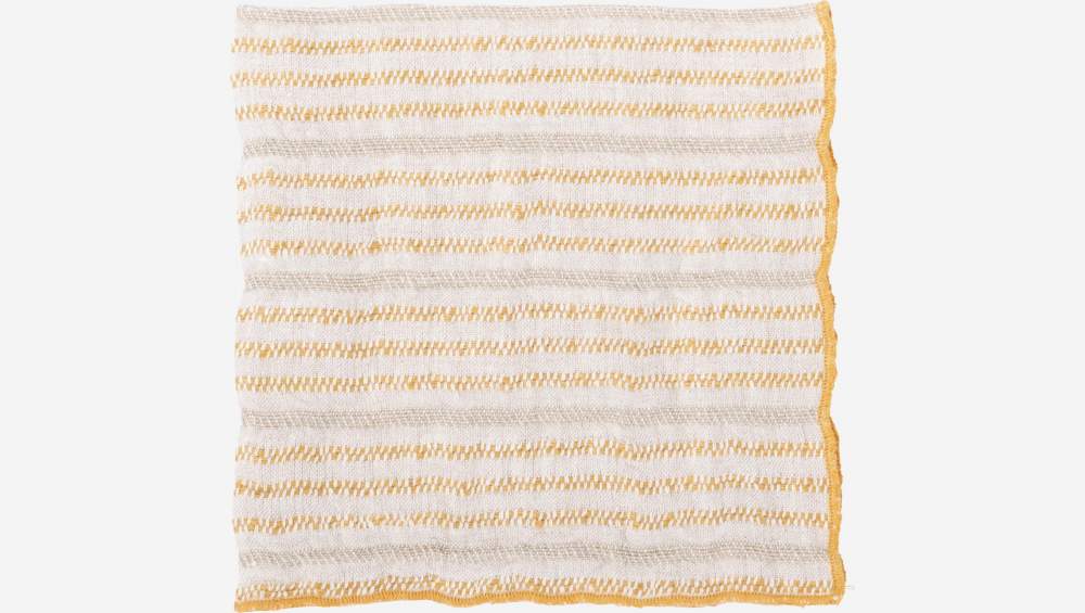 Set 2 servetten van linnen - 40 x 40 cm - Wit en oranje