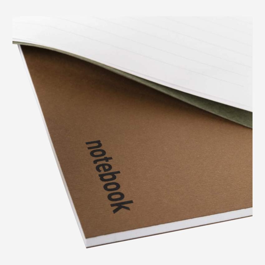 Set di 2 quaderni in carta - 48 pagine - Khaki e marrone