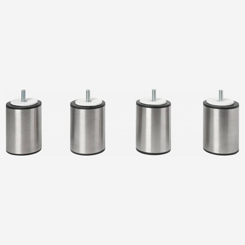 Set van 4 cilindervormige bedpoten van metaal - 8,5 cm