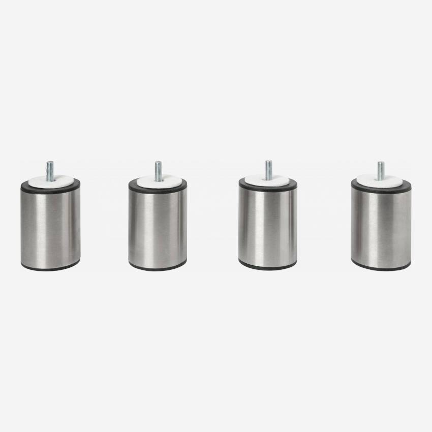 Set van 4 cilindervormige bedpoten van metaal - 8,5 cm