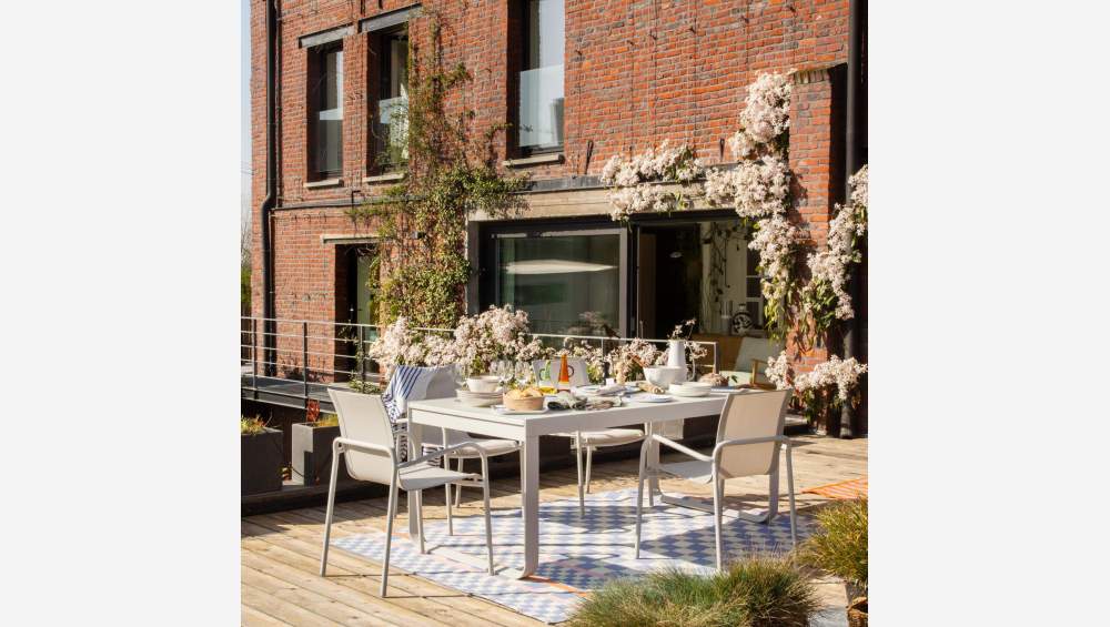 Table à manger de jardin extensible en aluminium - Gris tourterelle