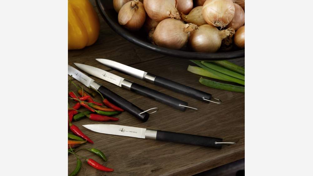 Set di 4 coltelli da tavola in acciaio inox e manico in fibra vegetale