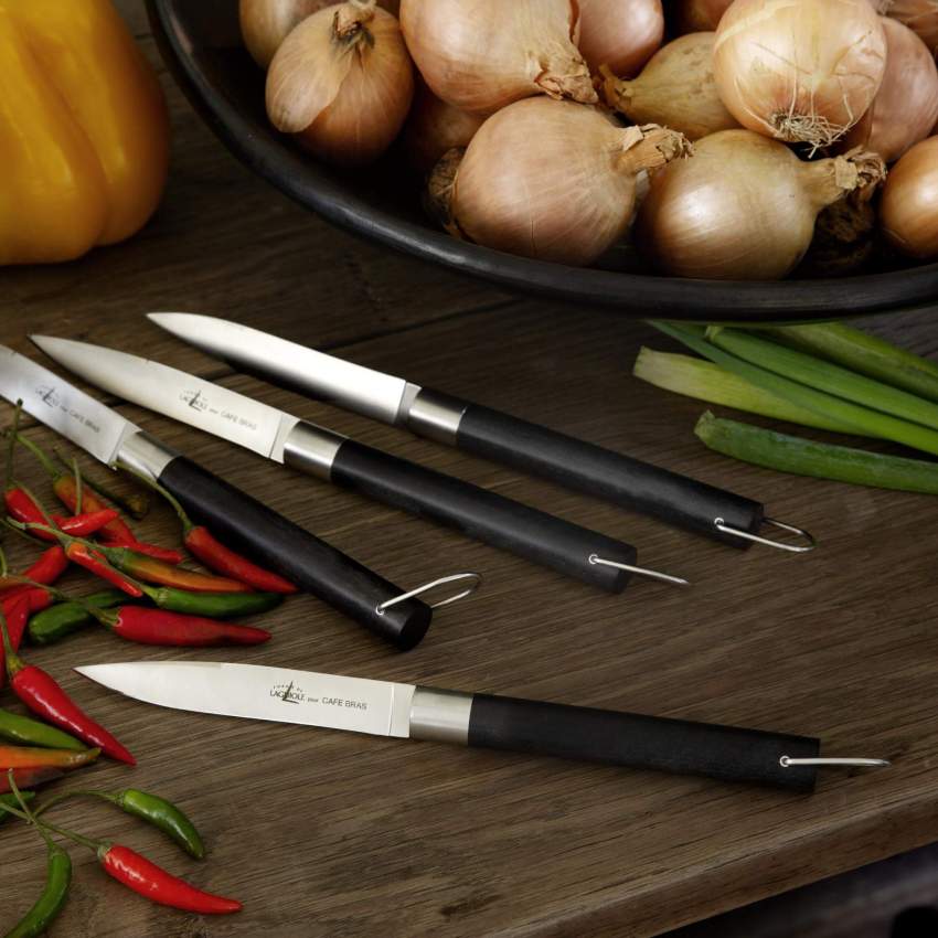 Set di 4 coltelli da tavola in acciaio inox e manico in fibra vegetale