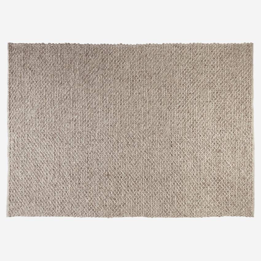 Tapete de lã entrelaçado à mão - 170 x 240 cm - bege