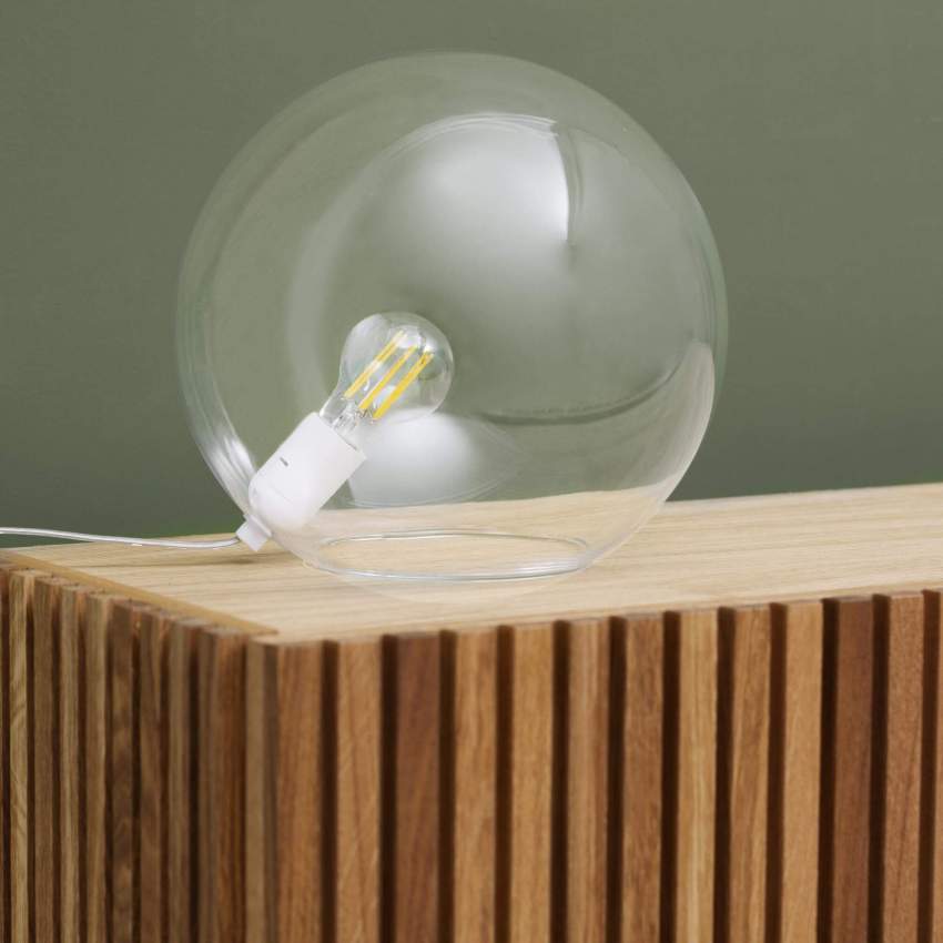 Lámpara de mesa de vidrio transparente
