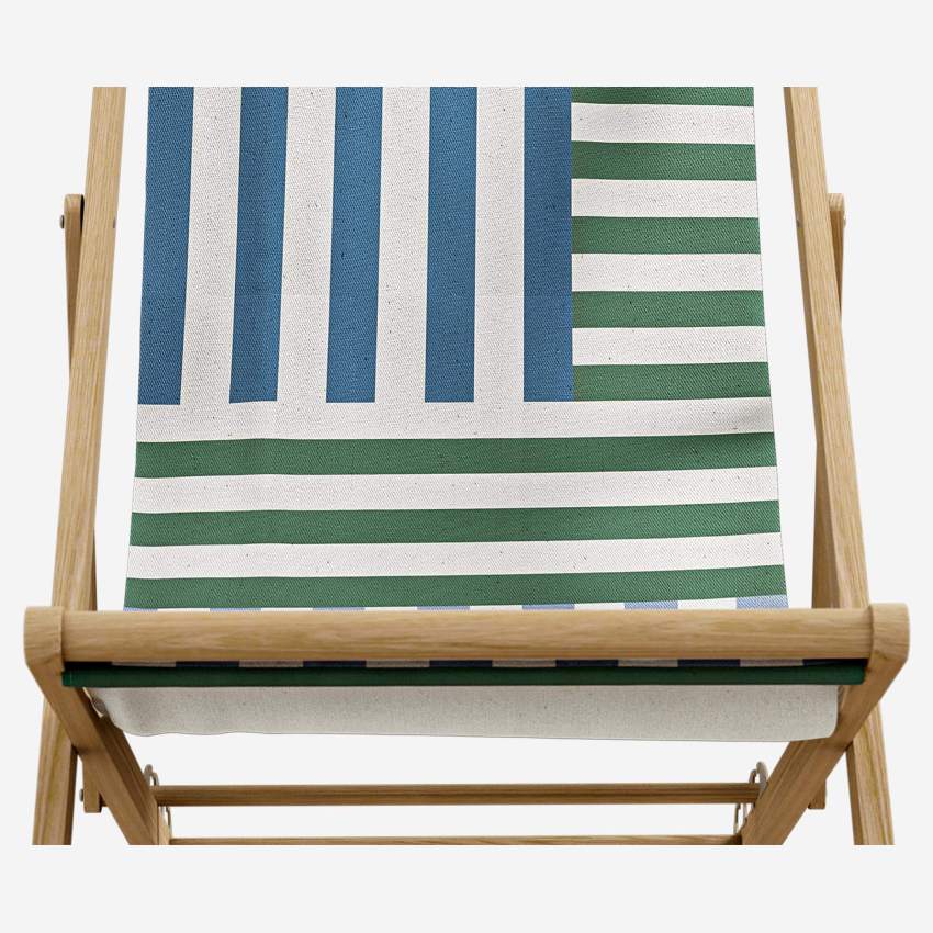 Bezug aus Baumwolle für Liegestuhl - Motiv Unico Blau by Floriane Jacques (Gestell separat erhältlich)
