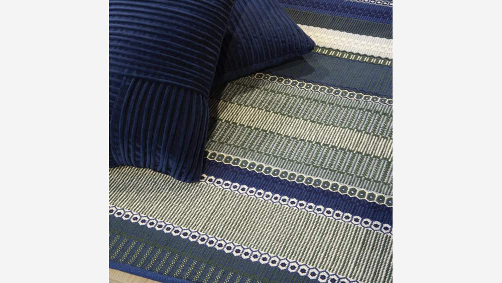 Tapis en coton tissé main - 170 x 240 cm - Motif vert et bleu - Design by Floriane Jacques
