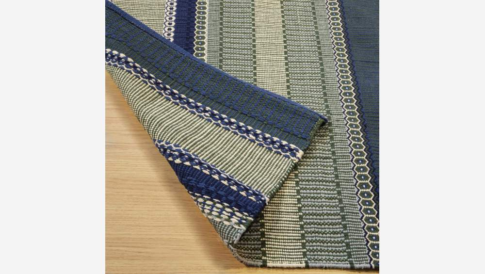 Tapete de algodão tecido à mão - 120 x 180 cm - Verde e azul