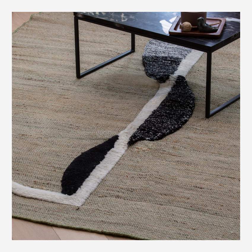 Teppich aus Jute, Baumwolle und Wolle - 170 x 240 cm - Khaki