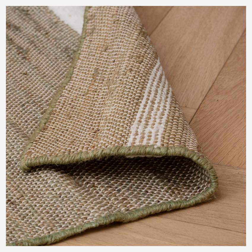 Tapis en jute, coton et laine tissé main - 170 x 240 cm - Kaki - Design by Floriane Jacques