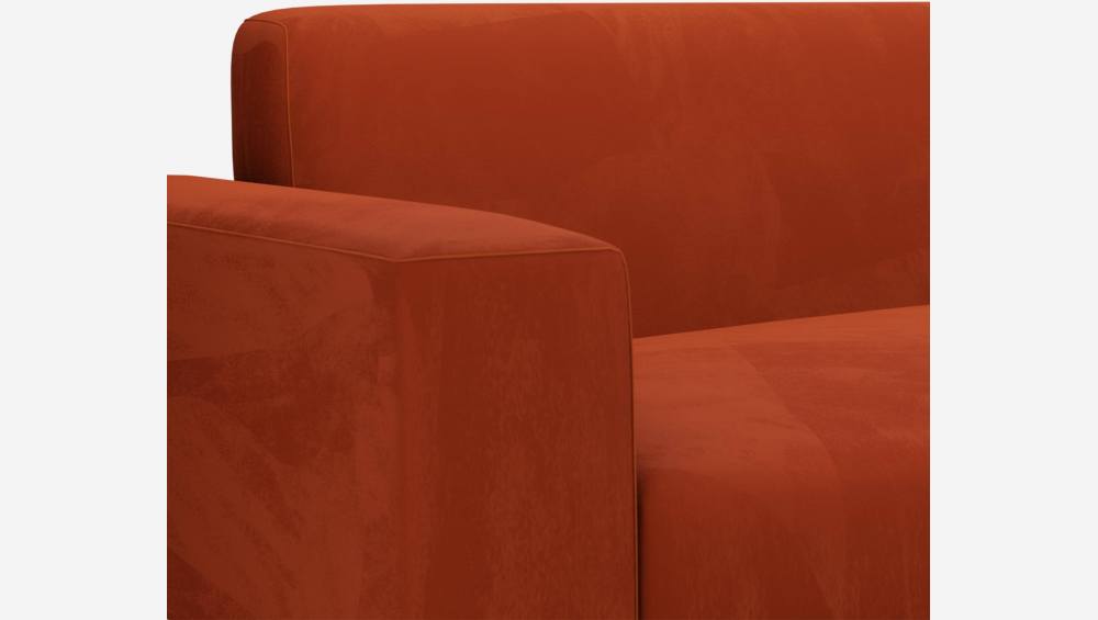 Sofá de ángulo con chaiselongue derecha de terciopelo - Naranja