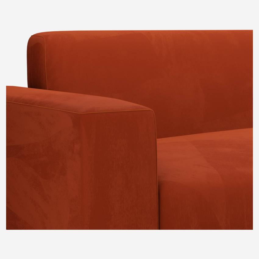 Sofá de canto com chaise-longue direita em veludo - Cor de laranja