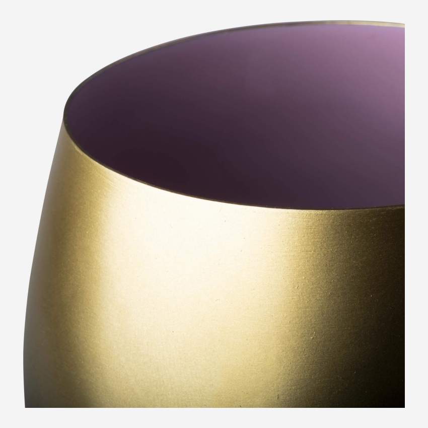 Portavelas de metal - 10 x 11 cm - Dorado y violeta