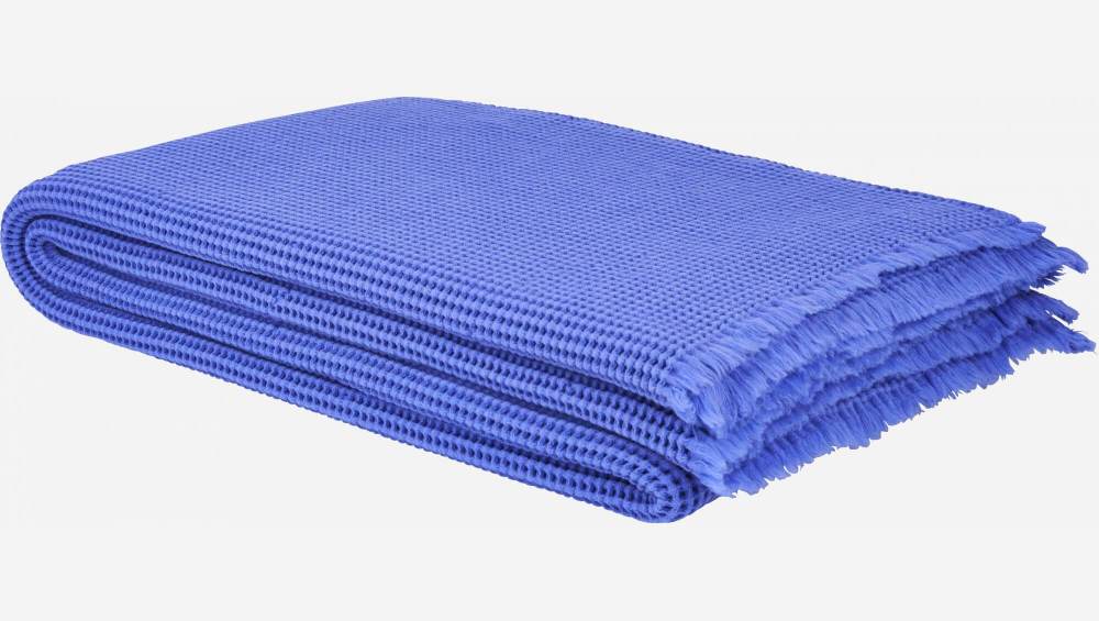 Plaid en coton - 130 x 170 cm - Bleu