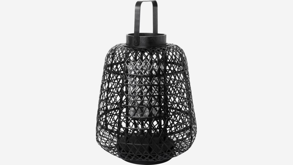 Lantaarn van bamboe - 35,5 x 43 cm - Zwart