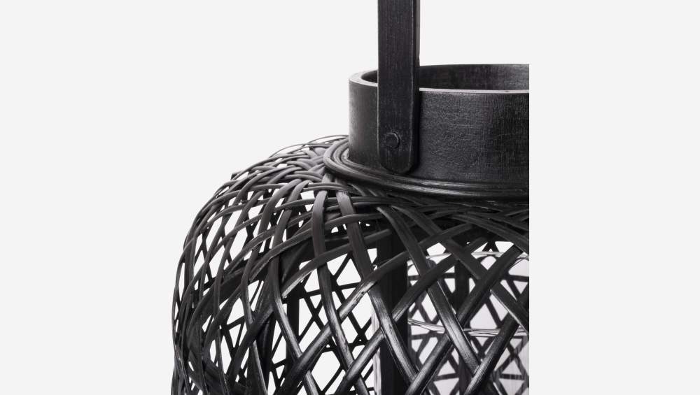 Lantaarn van bamboe - 33 x 38 cm - Zwart